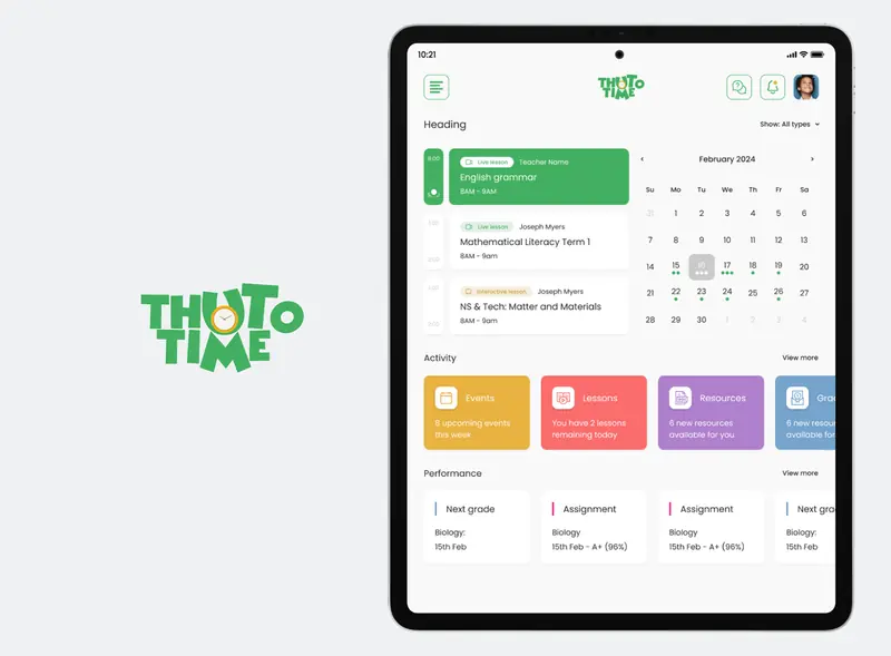 ThutoTime — education tablet, mobile and web design